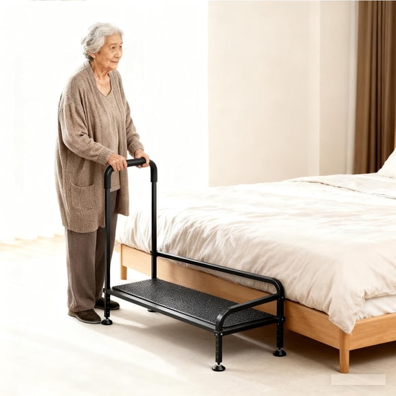 Tlongxia Bedrails are Suitable for Elderly and Disabled People with Limited Mobility Equipped with Height Adjustable Portable Medical Bed 2 Step stools and Sensing LED Lights