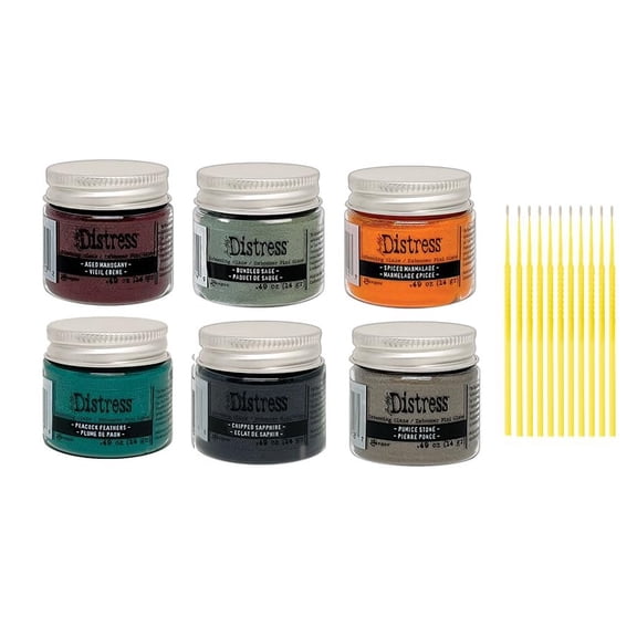 Tm Holtz Ranger Embossing Glaze Bundles - Fashion Colors Embossing Glaze Jars with Trebbies Detail Sticks (6 Bold Set)