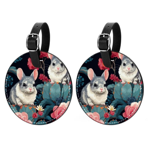 Tmall 2pcs PU Leather Round Bag Tags Suitcase Handbag Tags with Privacy Cover and Name ID Tag for Travel Luggage, Handbags, Backpacks, School Bags
