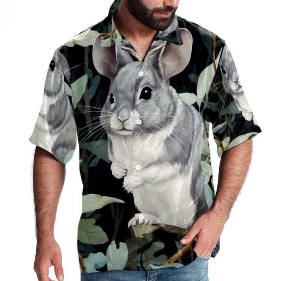 Tmall Men's Casual Printed Button Down Short Sleeve Poplin Hawaiian Beach Shirt with Spread Collar Tops