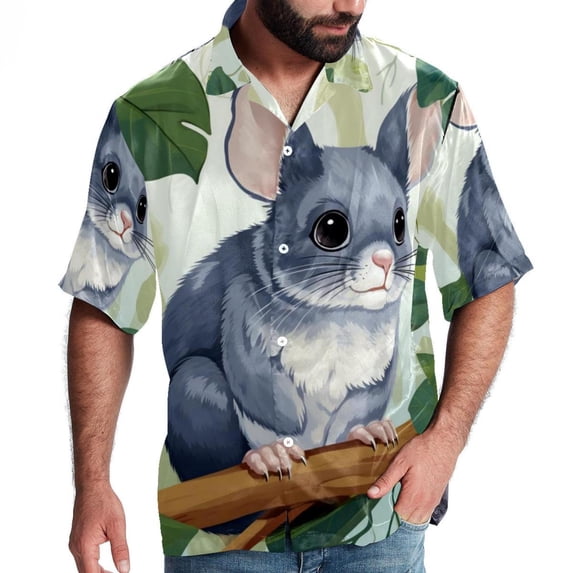 Tmall Men's Casual Short Sleeve Printed Button Down Spread Collar Tops Summer Beach Shirts Unisex