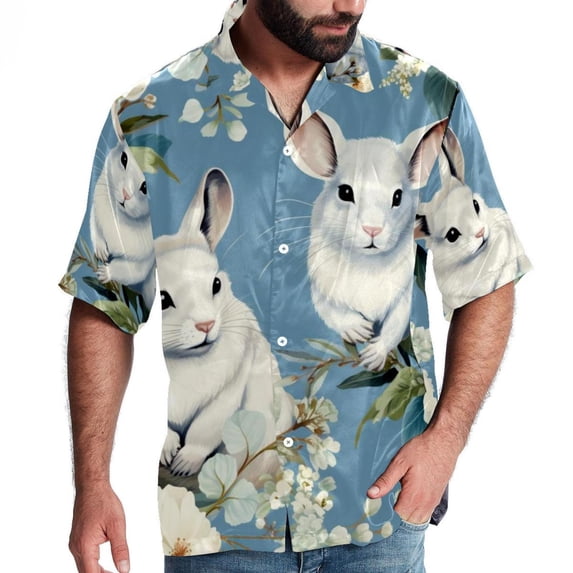 Tmall Men's Poplin Casual Printed Button Down Short Sleeve Summer Beach Shirts Unisex