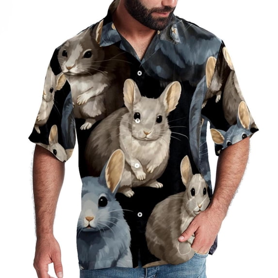 Tmall Men's Short Sleeve Beach Shirts Poplin Spread Collar Tops Casual Printed Button Down Summer Unisex