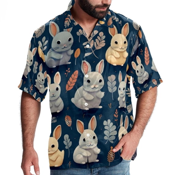 Tmall Men's Short Sleeve Casual Printed Button Down Beach Shirt Summer Unisex Top