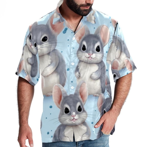 Tmall Men's Short Sleeve Shirts with Spread Collar Tops, Casual Printed Poplin Shirt, Button Down Short Summer Beach Shirts - Unisex