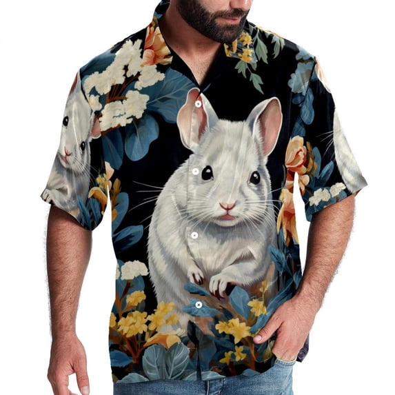 Tmall Men's Spread Collar Tops, Casual Button Down Shirts for Summer Beach, Printed Short Sleeve Shirts - Unisex