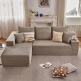 thumbnail image 1 of Tmjmj 107" L-Shaped Corduroy Modular Cloud Sectional Sofa, Boneless, Deep Seat, No Assembly, Camel, 1 of 7