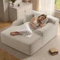 thumbnail image 1 of Tmjmj 65" Oversized Corduroy Chaise Lounge, Wide Arms & 3 Pillows, Deep Seat, No Assembly, White, 1 of 7