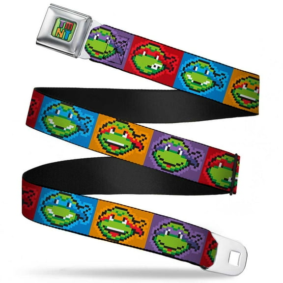 Tmnt 8 Bit Full Color Greens Multi Color Classic Tmnt 8 Bit Face Blocks Seatbelt Belt Standard