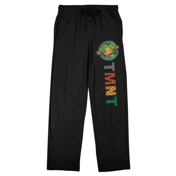 Tmnt Classic Retro Cartoon Men's Black Sleep Pants-Large