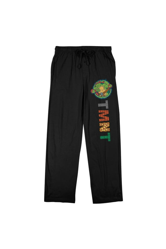 Tmnt Classic Retro Cartoon Men's Black Sleep Pants-Small