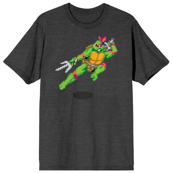 Tmnt Retro Cartoon Pixelated Raph Men's Heather Charcoal T-Shirt-XL