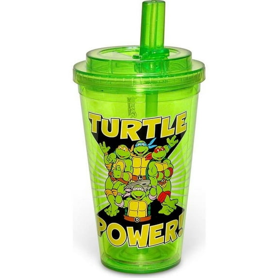 Tmnt: Teenage Mutant Ninja Turtles: Turtle Power: 16 oz. Plastic Flip Straw