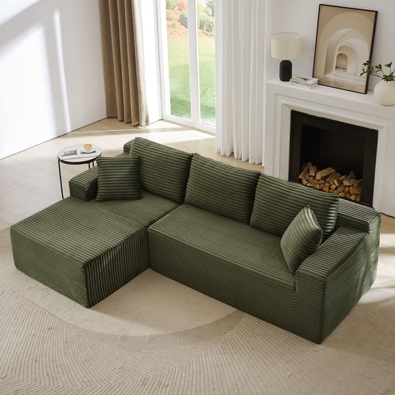 Tmsan 103 " White Sectional Couch, Modern Cotton Linen L-Shaped Combination Sofa,Floor Sofa Modular Futon for Living Room Bedroom Lounge,Cloud Couches with Oversized Chaise
