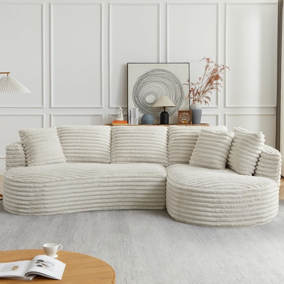 Tmsan 120.9" Modern L-Shaped Modular Sectional Sofa with Chaise,Boneless Comfy Corduroy Fluffy Couch with Deep Seat and Side Pockets,Flexible Module Combination for Living Room,No Assembly Required