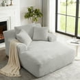 thumbnail image 1 of Tmsan 50" W Oversized Chaise Lounge Chair Indoor, Corduroy Comfy Upholstered Boneless Sofa Bed, Deep Seat Sleeper Couch Reading Chairs, Cloud Sofas Couches for Living Room, No Assembly,Light Gray, 1 of 7