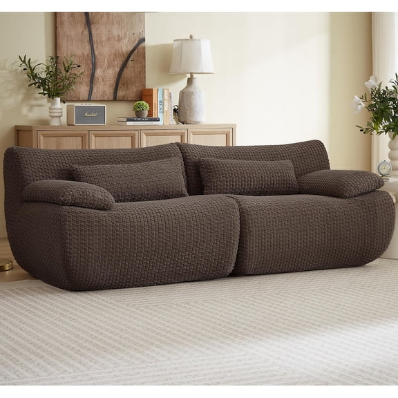 Tmsan 78.8" Modern Modular Sectional Sofa,Corduroy Deep Seat Cloud Couch,W/Pillow-top Armrests,for Home Apartments Bedroom,(Brown,Loveseat)