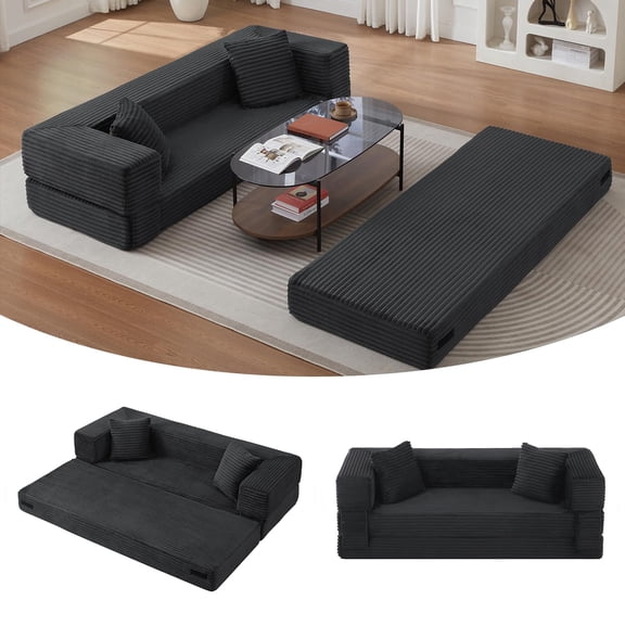 Tmsan 79" Modular Sectional Sofa,Modern Cloud Couch with Deep Seat,Boneless Sofas Bed Couches with 2 Pillows,Classic Square Design Convertable, for Living Room and Office,Grey