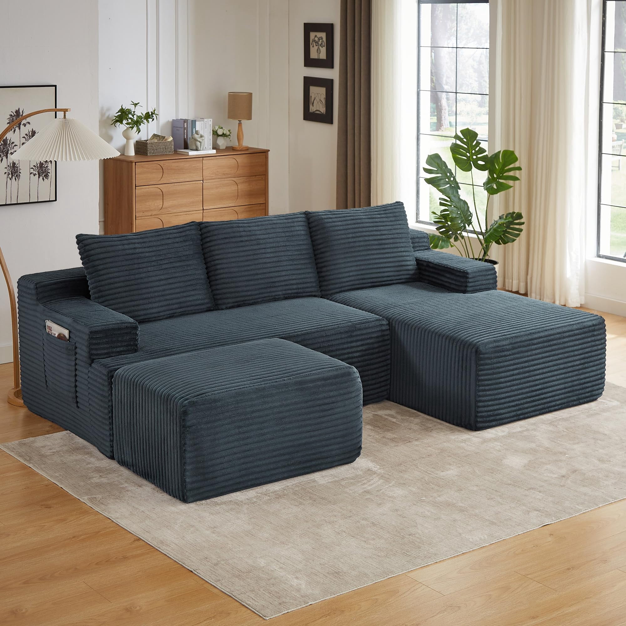 Tmsan 96" Modern Modular Sectional Sofa with Chaise and Ottoman ...