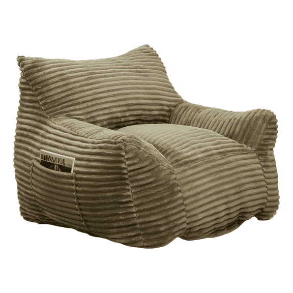 Tmsan Adults Bean Bag Chair, with Side Pocket and Armrests, Corduroy Material, 39.4'', for Living Room, Bedroom, Green