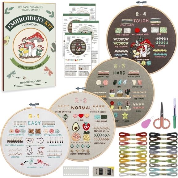 Tmtamye Beginner Embroidery Kit with 38 Stitch Patterns, Instructions and Video Tutorials