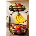 thumbnail image 1 of Tmtamye Fruit Basket with Removable Banana Hook, 2-Tier Metal Countertop Storage Basket for Kitchen Counter, Black, 1 of 11