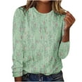 thumbnail image 1 of Tmtolofot 2024 Fashion Digital Print Tunic Blouse for Womens Casual Loose Fit Tops Cute Dressy Crewneck T-Shirt Lightweight Soft Comfy Top for Leggings Going Out Clothing,1_Green,XX-Large, 1 of 4