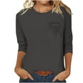 thumbnail image 1 of Tmtolofot 2024 Summer T-Shirts for Women Casual Solid Color Soft Tunic Top Female 3/4 Sleeve Round Neck Comfy Blouse Shirts Ladies Lightweight Breathable Tees,1_Gray,X-Large, 1 of 4