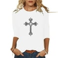 thumbnail image 1 of Tmtolofot 3/4 Length Sleeve Womens Tops Cross Heart Inspirational Religious Christian Faith T-Shirt Funny Print Tees Crewneck Blouses Fashion Trendy Clothes Three Quarter Sleeve Top White M, 1 of 5