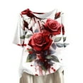 thumbnail image 1 of Tmtolofot Casual T Shirts for Women Floral Printed Tops womens Relaxed Fit Crewneck Tshirts women Short Sleeve Super Soft Summer Tee Shirts, 1 of 4