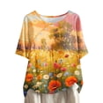 thumbnail image 1 of Tmtolofot Casual T Shirts for Women Floral Printed Tops womens Relaxed Fit Crewneck Tshirts women Short Sleeve Super Soft Summer Tee Shirts, 1 of 4