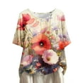 thumbnail image 1 of Tmtolofot Casual T Shirts for Women Floral Printed Tops womens Relaxed Fit Crewneck Tshirts women Short Sleeve Super Soft Summer Tee Shirts, 1 of 4