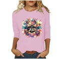 Tmtolofot Clearance 2025 Women's 3/4 Sleeve Tee Casual Graphic Tunic