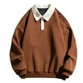 thumbnail image 1 of Tmtolofot Deals!Men's Casual Polo Shirts Classic Button Basic Blouses Long Sleeve Pullover Shirt Oversize Tees Stylish Tops,Coffee,Large, 1 of 5