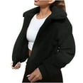 thumbnail image 1 of Tmtolofot Fleece Cropped Jacket for Women Lapel Faux Fur Coats Long Sleeve Shaggy Warm Outerwear Fall Clothes,Black,3X-Large, 1 of 6