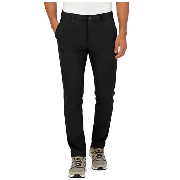 Tmtolofot Golf Pants Men Stretch Casual Slim Fit Pant Elastic Waist Tapered Work Trousers with Pockets & Belt Loops Straight Relax Fit Slacks 2026 Spring Pant|Black|S