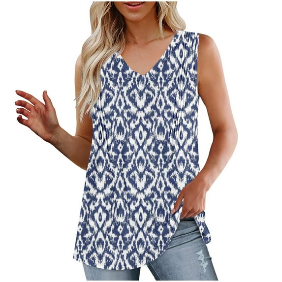 Tmtolofot Gradient T Shirts for women Solid Color TShirts round Neck Tops Female Casual Basic Tees Cute Classic Tosp Women's Work Sleeveless T-Shirt 2024 summer fashion top,3_Blue,Large