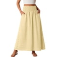 thumbnail image 1 of Tmtolofot Hollow Out Skirts for Women High Waisted Ruched Maxi Skirt Tummy Control Casual Long Skirts Fashion Trendy Outfits Spring Summer Beach Vacation Cover Ups Sun Dress|Yellow|M, 1 of 7