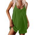thumbnail image 1 of Tmtolofot One Piece Workout Jumpsuits For Women Solid Color Casual Holiday Bodysuit Backless Tummy Control Sleeveless Jumpsuits V Back Scrunch Yoga Romper , 1#Green , Small, 1 of 8