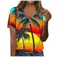 thumbnail image 1 of Tmtolofot Side Shoulder Hollow Out Blouse Tops for Women's Casual Blouses Fashion 2024 Tee Printed Short Sleeve Daily Weekend Basic V Neck Tops Tunic Tshirts 5#Multicolor Large, 1 of 4