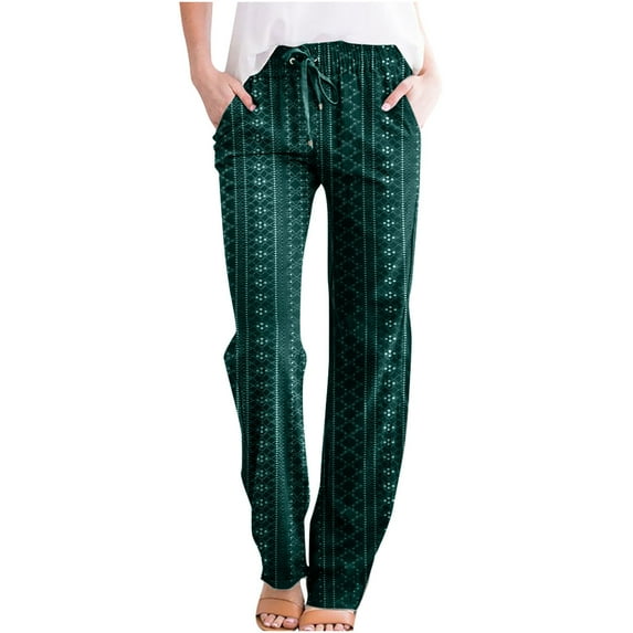 Tmtolofot Wide Leg Dress Pants For Women Business Casual Elastic Waist Comfy Work Pants With Pocket Eyelet Embroidery Baggy Lounge Pants Trousers Solid Color Basic Yoga Pants , 1#Army Green , 3X-Large