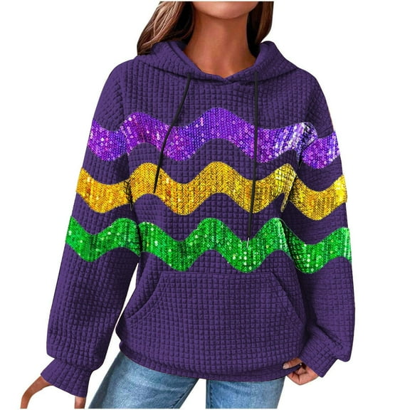 Tmtolofot Women Carnival Sweatshirts Long Sleeve Lightweight Tops Drawstring Loose Pullover Shirts 2025 Fashion Partuy Costume,Purple,Medium