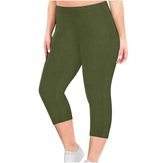 Tmtolofot Women High Waisted Yoga Leggings Summer Stretch Capris Pants Butt Lift Tight Slim Fit Tummy Control Non See Through Workout Athletic Running Yoga Pants , 1#Army Green , Medium