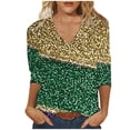 thumbnail image 1 of Tmtolofot Women Strip Glitter Printed Shirts Mardi Gras Tshirts Casual Crewneck 3/4 Sleeve Blouses Comfotable Pullover Tops for Women,#4_Purple,4X-Large, 1 of 4