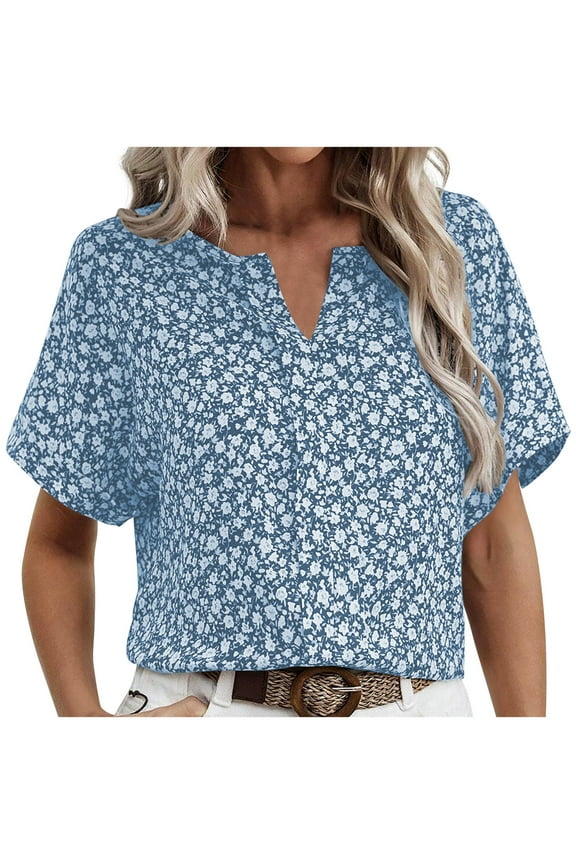 Women's Sexy Lace T-Shirts Active Fit V Neck Tunic Blouse Ladies Printed Raglan Sleeves Tees Shirt Women solid Ornamental Button Cute Top Soft Comfy Shirts,1_Blue,Medium