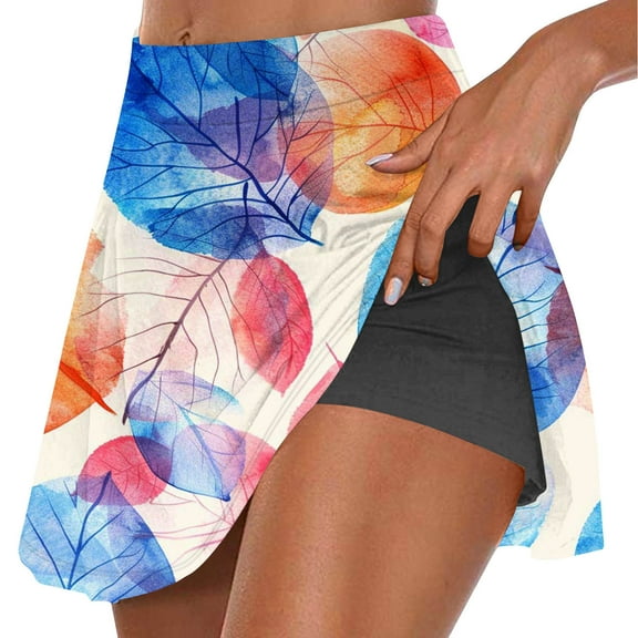 Tmtolofot Women's Summer Tennis Skirts casual female basic shorts for women Floral print comfy Polka Dot Print Gradient knickers workout skorts