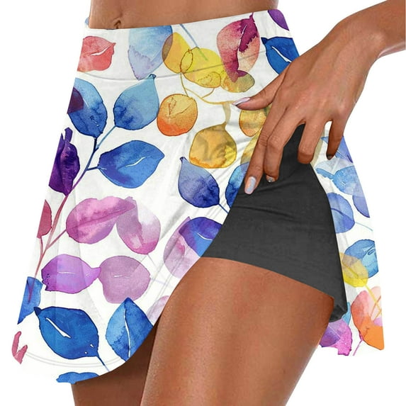Tmtolofot Women's Summer Tennis Skirts casual female basic shorts for women Floral print comfy Polka Dot Print Gradient knickers workout skorts