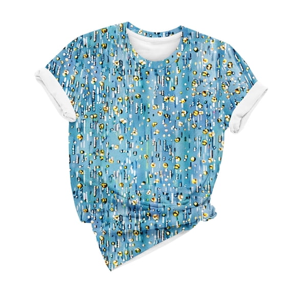 Tmtolofot Women's Workout Crop Tops Casual Short Sleeve Tunic Blouse Female Drop Shoulder Boxy T-Shirts Roll Hem Basic T-Shirt Loose For Women Yoga Running Tees,4_Light Blue,Large