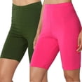 thumbnail image 1 of Tmtolofot Womens Fashion Yoga Short Pants High Waisted Running Shorts Solid Color Tummy Control Fitness Athletic Workout Running Yoga Gym Shorts Volleyball Shorts,Pack Of 2 , 1#Hot Pink , XX-Large, 1 of 8