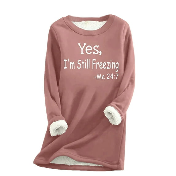 Tmtolofot Womens Sherpa Fleece Pullover Sweatshirts Letter Printing Plus Size Fall Winter Fuzzy Sweater Tops Long Sleeve Crew Neck Soft Loungewear Jumper Top Pink 4X-Large